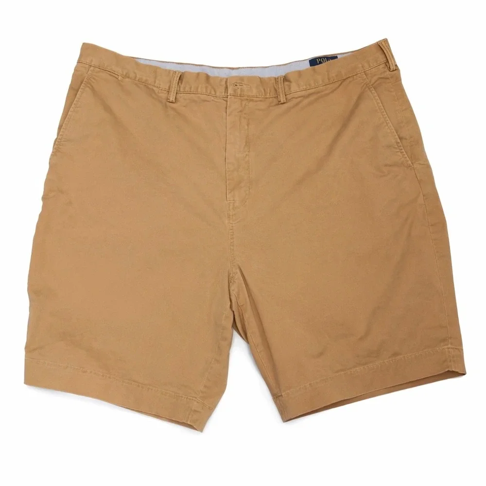 Polo Ralph Lauren Men 42 Tan Khaki Stretch Classic Fit Chino Shorts Cotton Twill